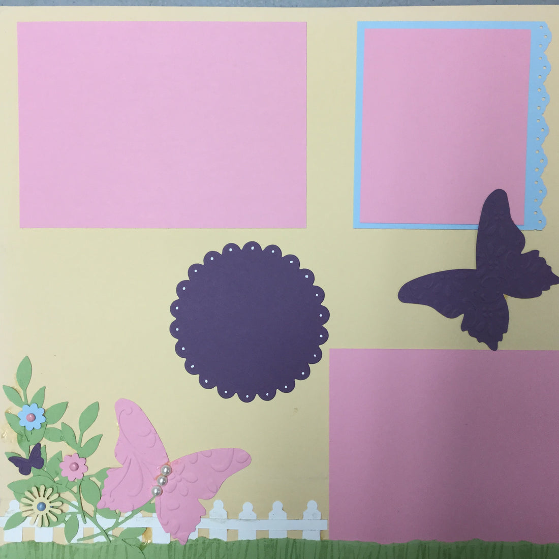 Premade Pages SPRING BUTTERFLIES 12"X12" (2) Scrapbook Pages Scrapbooksrus