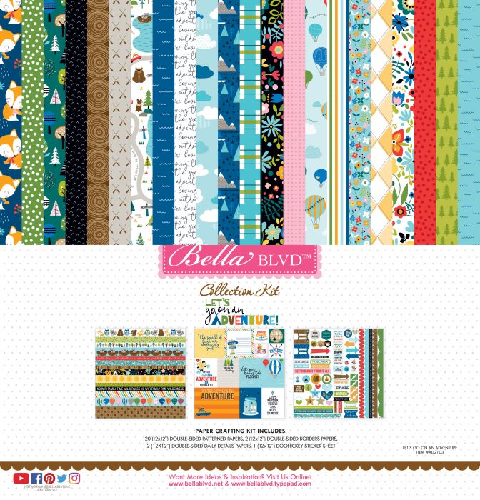 Bella Blvd LET’S GO ON AN ADVENTURE Collection Kit 12&quot;X12&quot; Scrapbooksrus 