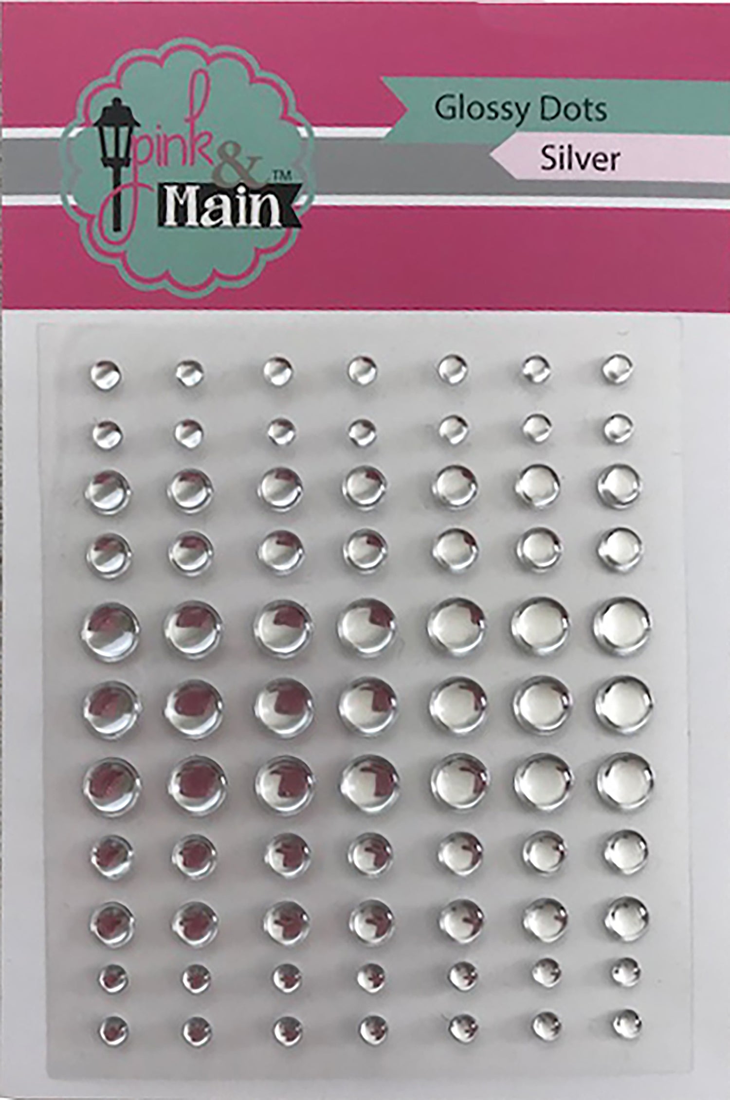 Pink&amp;Main SILVER Glossy Dots 77pc. Scrapbooksrus 