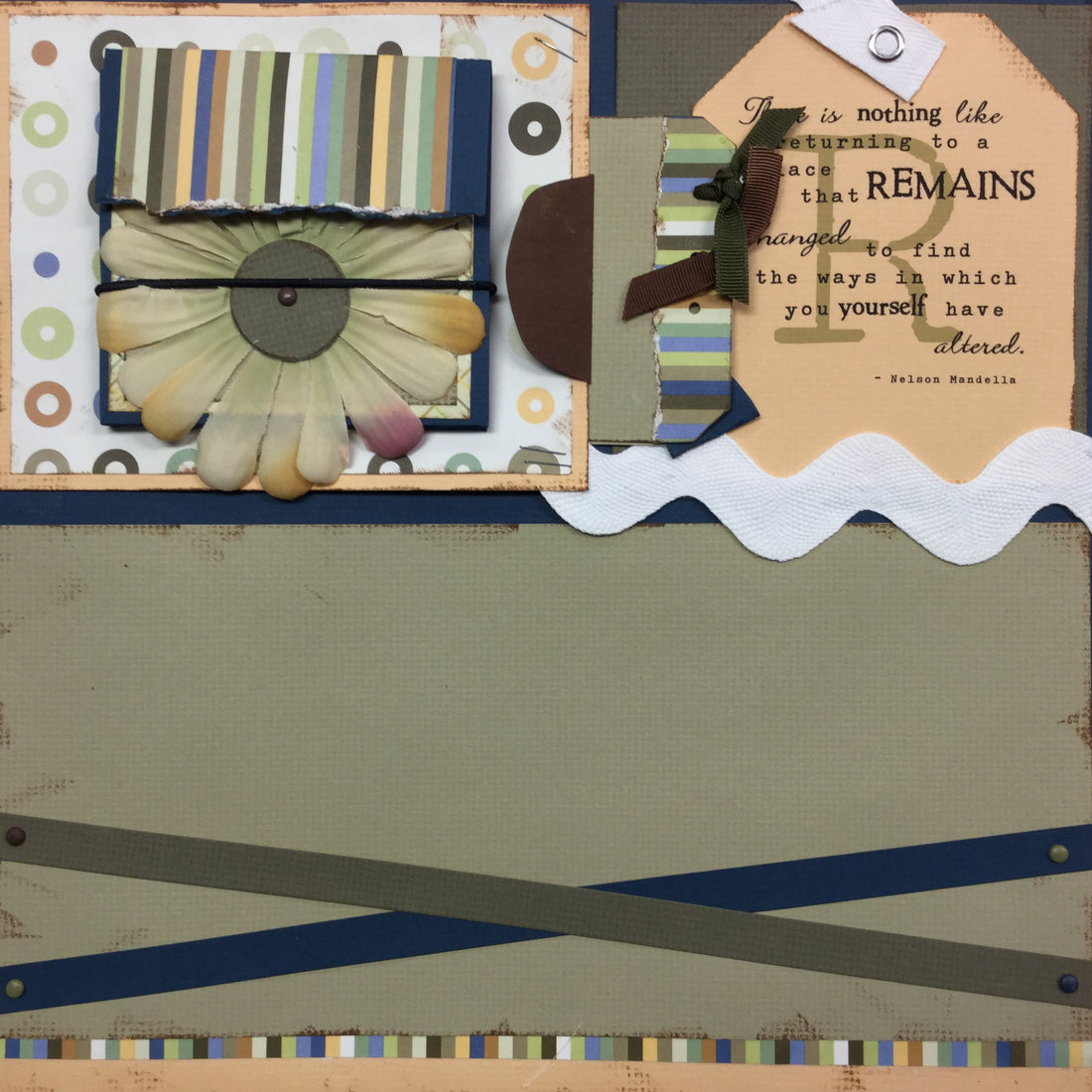 Premade Page FLOWERS AND STRIPES 12"x12" Scrapbook Scrapbooksrus