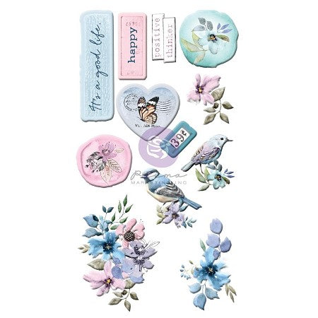 Prima WATERCOLOR FLORAL  Puffy Stickers 12pc Scrapbooksrus 