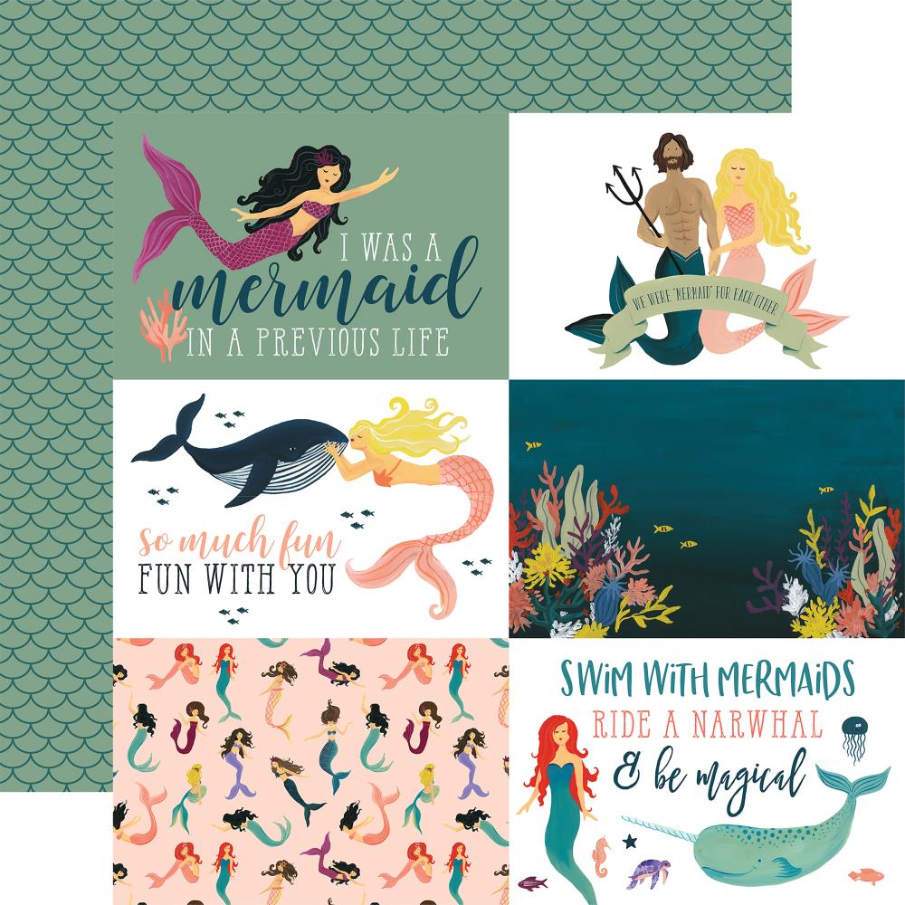 Echo Park Mermaid Tales 4x6 JOURNALING CARDS 12&quot;x12&quot; Paper Scrapbooksrus 