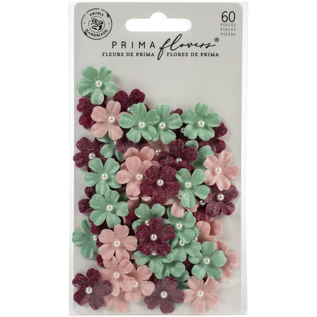 Prima Pretty Mosaic CARMELIAN Flowers 60pc Scrapbooksrus 