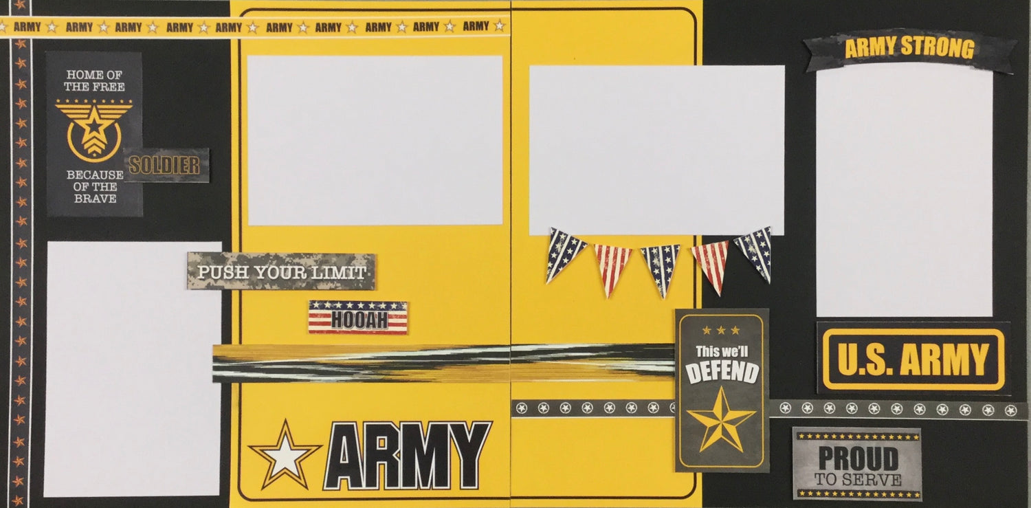 Premade Page (2) 12X12 ARMY Scrapbook @Scrapbooksrus Scrapbooksrus 