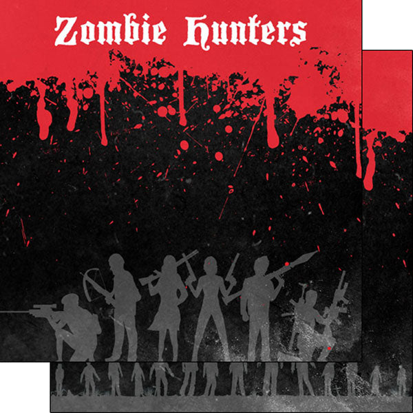 ZOMBIE HUNTERS Halloween 12"X12" Scrapbook Customs Paper Scrapbooksrus
