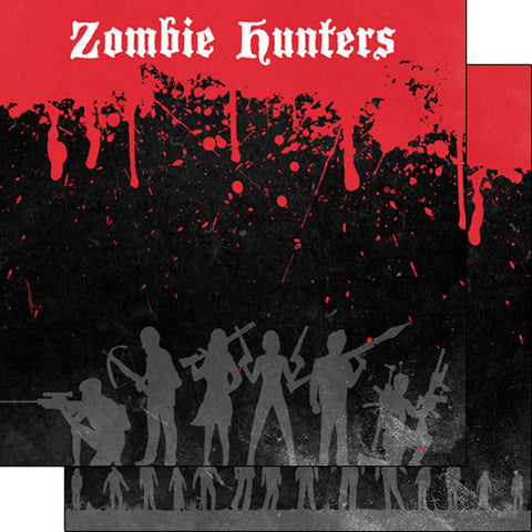 ZOMBIE HUNTERS Halloween 12"X12" Scrapbook Customs Paper Scrapbooksrus 