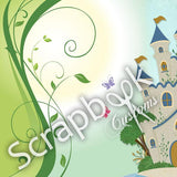 Disney FAIRYTALE CASTLE 12"X12" Scrapbook 2 Paper Sheet - Scrapbooksrus