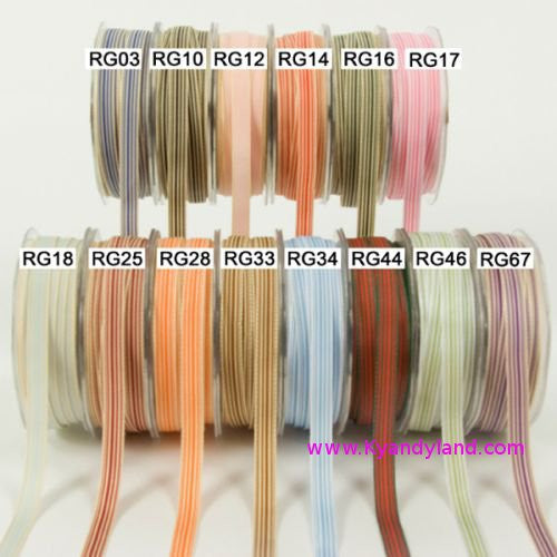 May Arts 3/8" Grosgrain IVORY STRIPED RIBBON 1 yard yd - Scrapbook Kyandyland