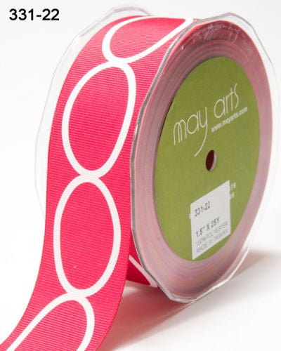 May Arts 1.5&quot; Grosgrain OVAL RIBBON 1 yard yd - Scrapbook Kyandyland