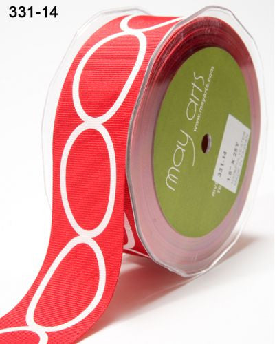 May Arts 1.5&quot; Grosgrain OVAL RIBBON 1 yard yd - Scrapbook Kyandyland