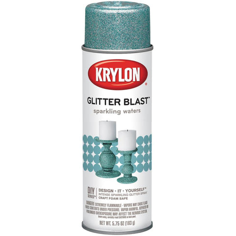 Krylon Glitter Blast SPARKLING WATERS Aqua Glitter Spray Can 5.75oz