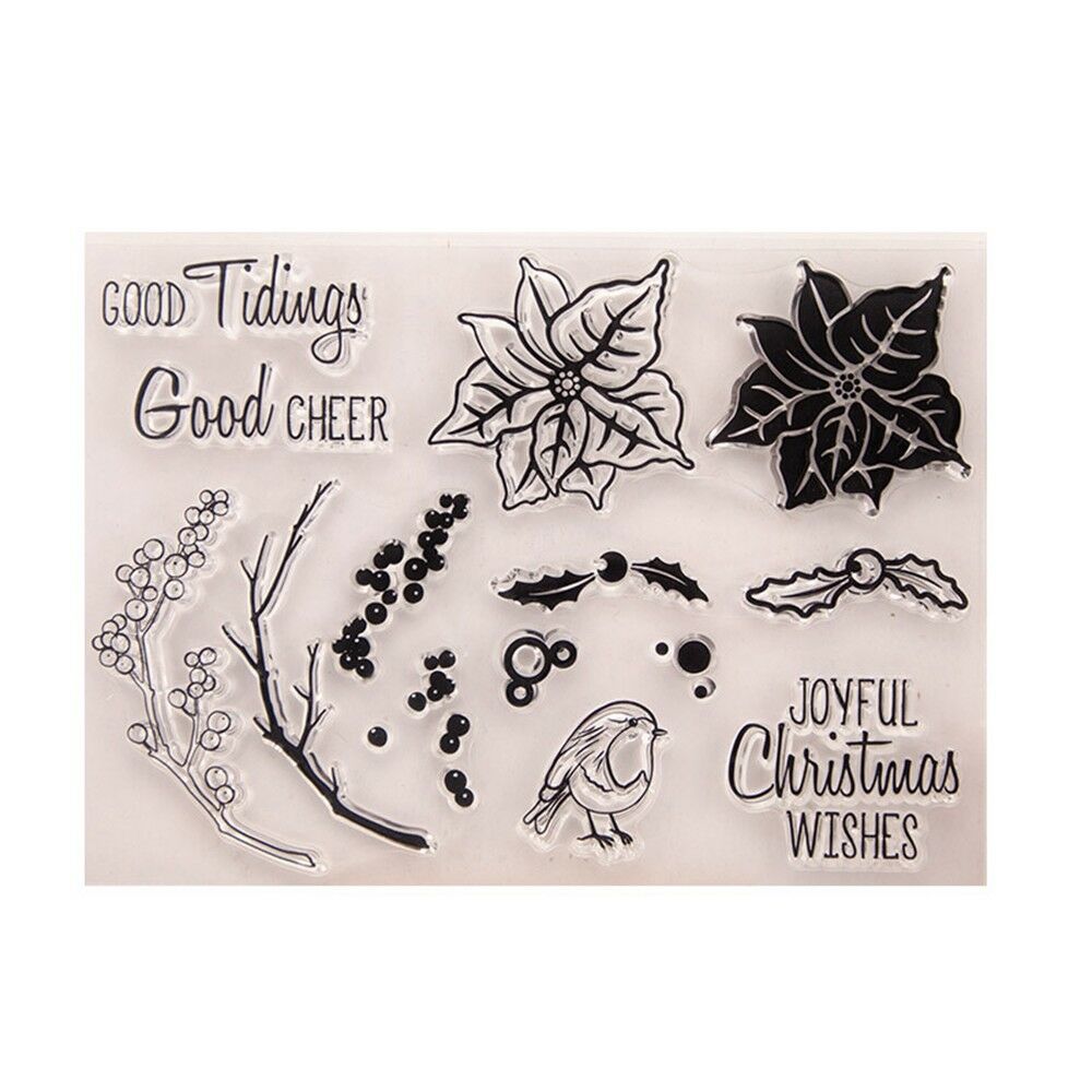 GOOD CHEER CHRISTMAS Clear Acrylic Stamp Set 10pc