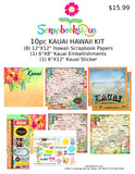 Hawaii 10pc KAUAI Scrapbook Kit Paper Stickers