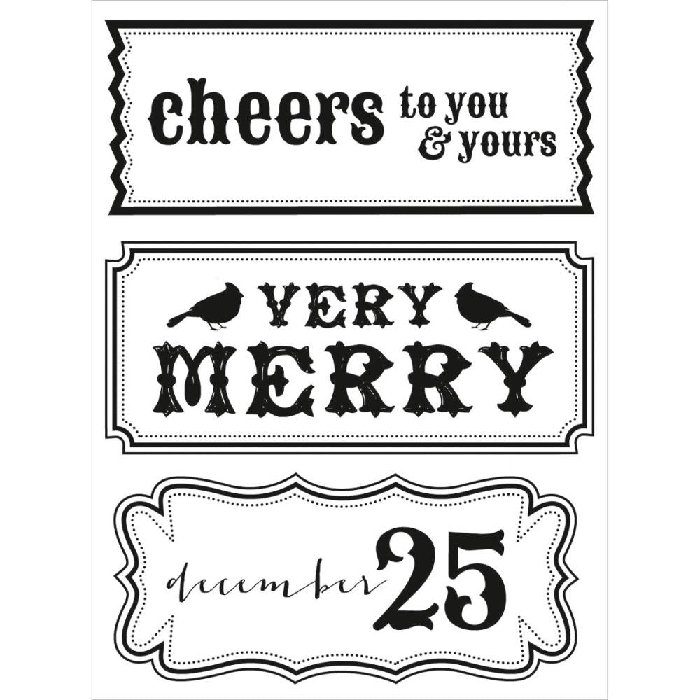 Kaisercraft Holly Bright CHEERS Clear Holiday Stamps 3.5&quot;X6&quot;