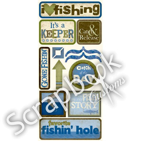 Scrapbook Customs FISHING Stickers 13pc