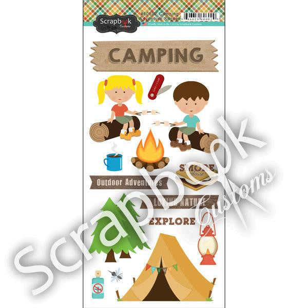 Scrapbook Customs CAMPING Adventure Stickers 15pc