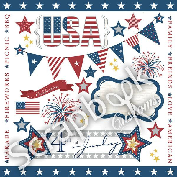 PATRIOTIC 12x12 Stickers 34pc