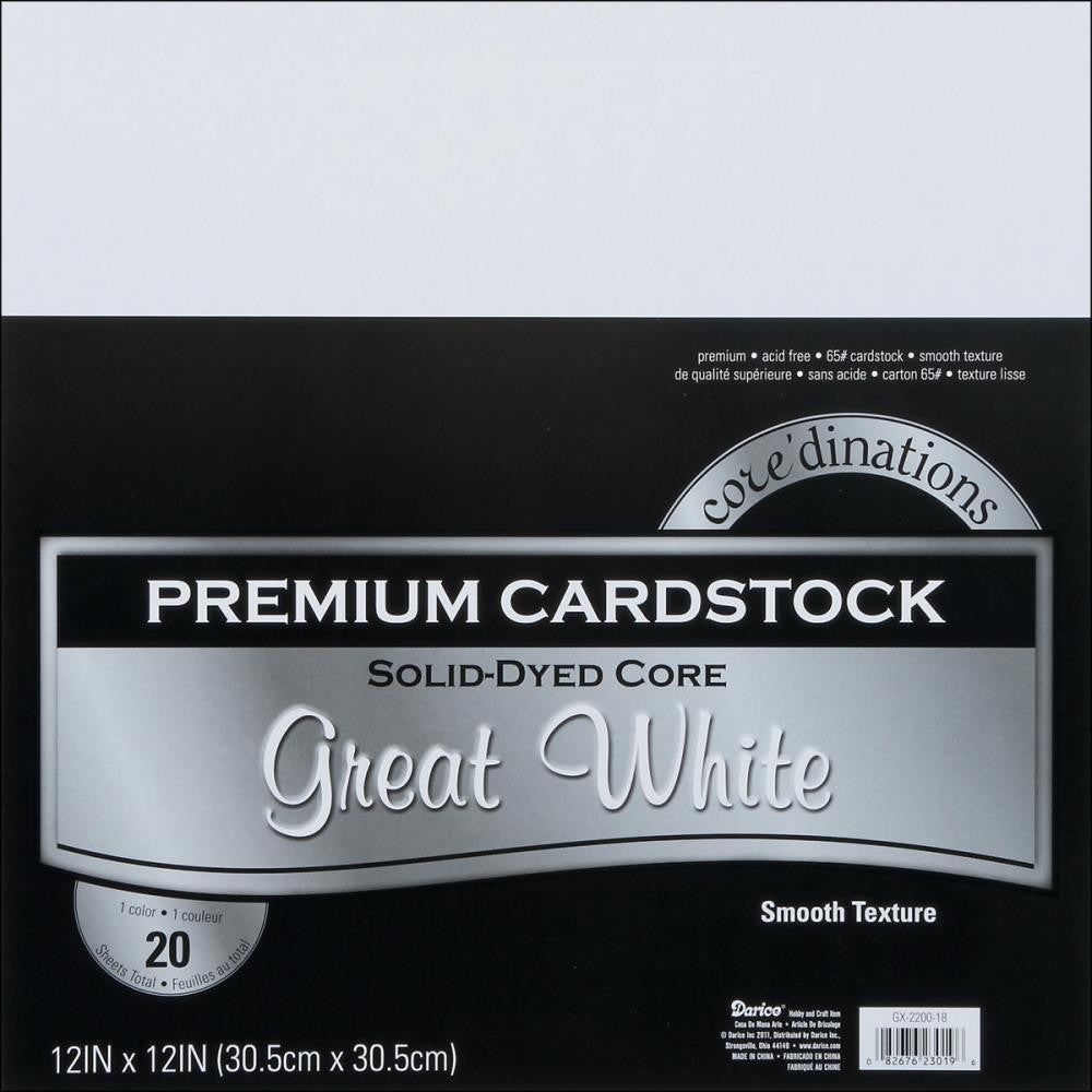 Darice Premium CARDSTOCK  GREAT WHITE 12&quot; x 12&quot; 20 sheets Scrapbooksrus 