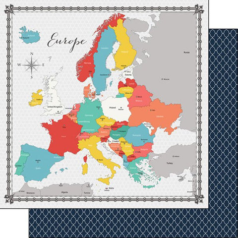 EUROPE MEMORIES MAP 12X12 Paper Scrapbook Customs