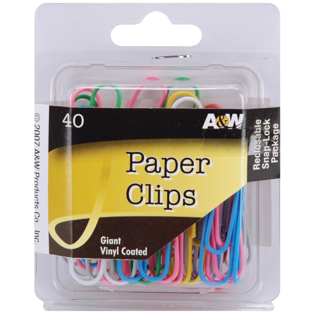 GIANT PAPER CLIPS 40pc Assorted Colors