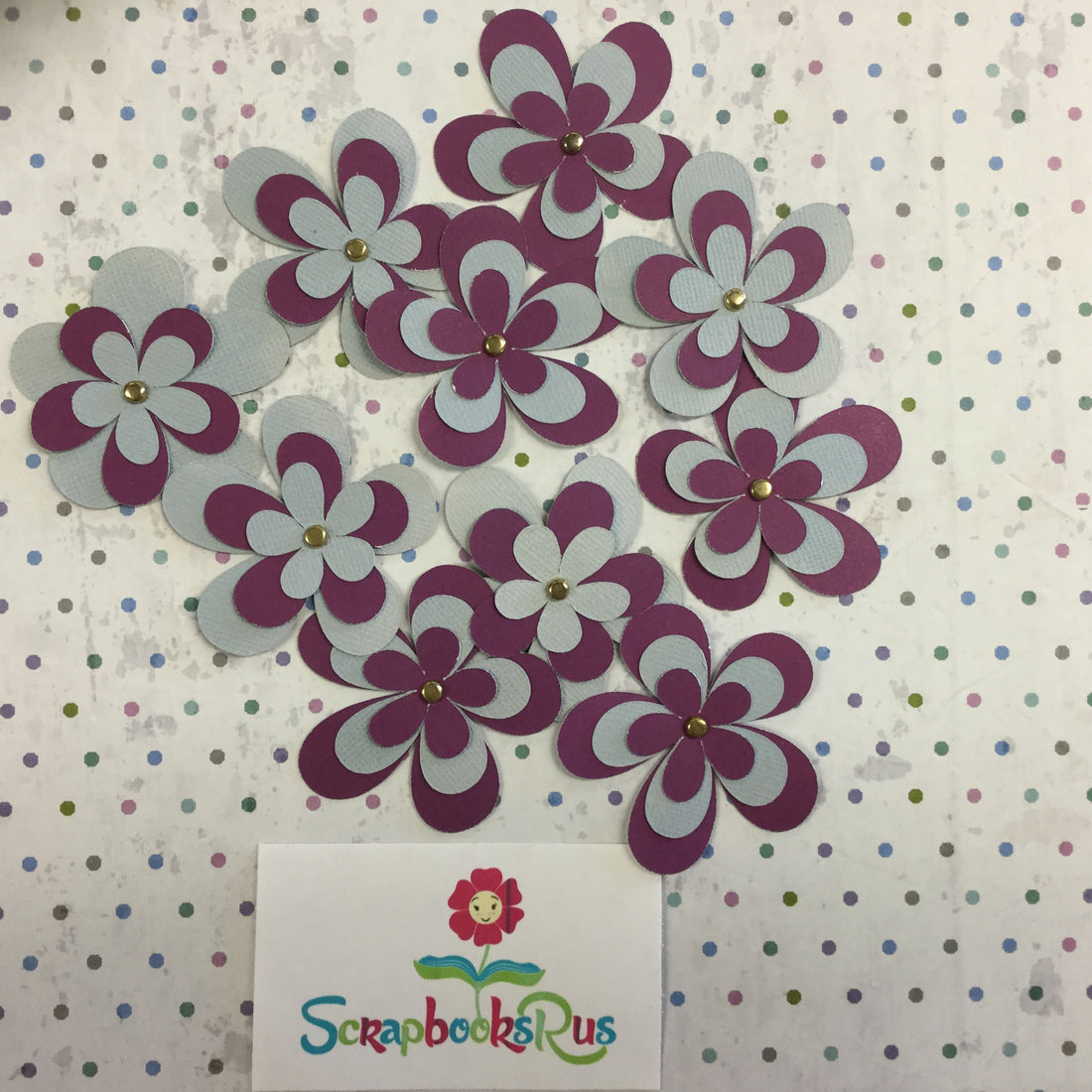 Layered Flower BLUE AND PURPLE Handmade Die Cuts