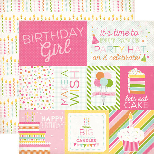 Echo Park BIRTHDAY WISHES GIRL 12&quot;X12&quot; 14pc Scrapbook Kit