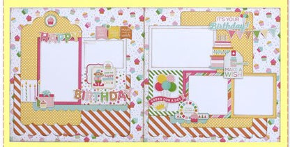 Echo Park BIRTHDAY WISHES GIRL 12&quot;X12&quot; 14pc Scrapbook Kit