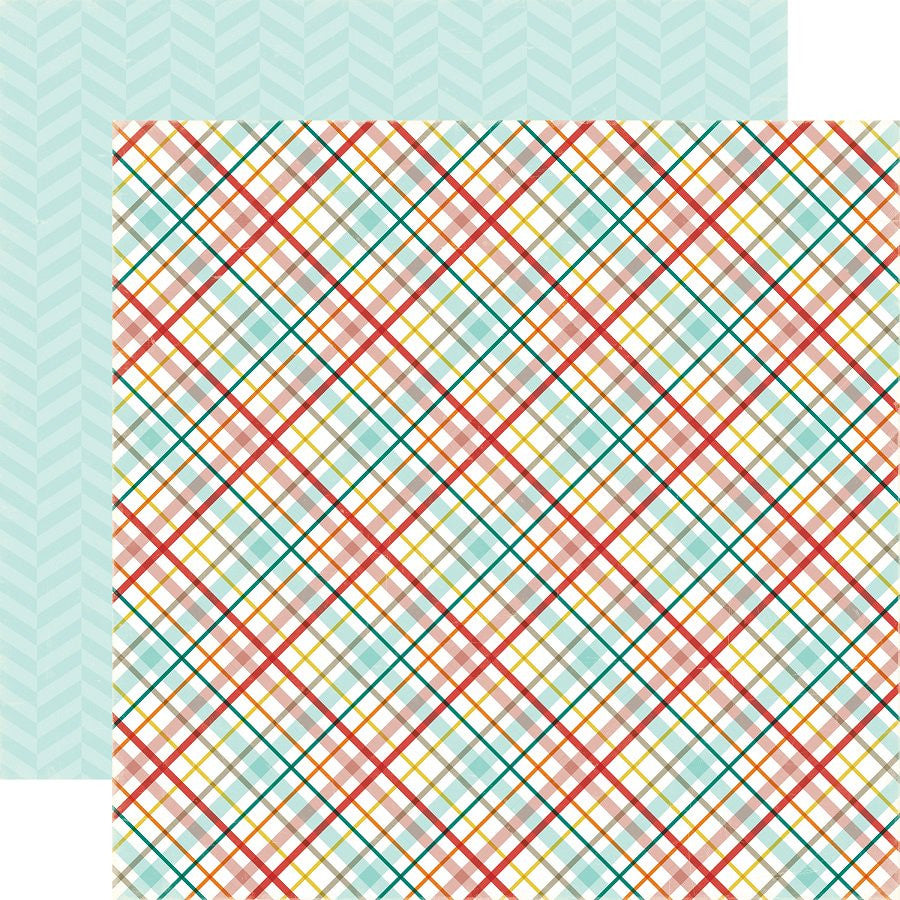 Echo Park Meow KITTY PLAID 12x12 Scrapbook Paper