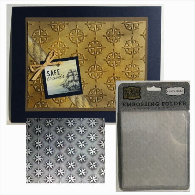 Carta Bella COMPASS Embossing Folder 5&quot;X8&quot; 1pc