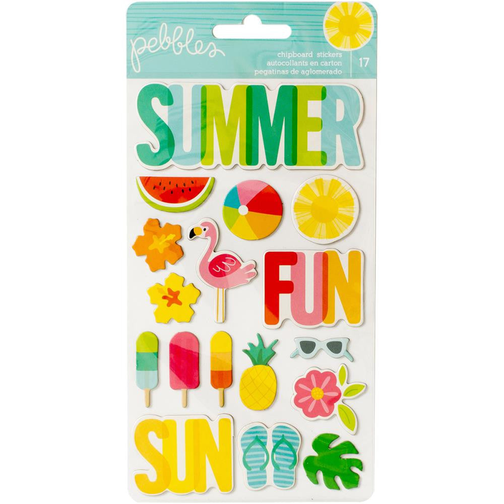 PEBBLES SUMMER Chipboard Stickers 17pc