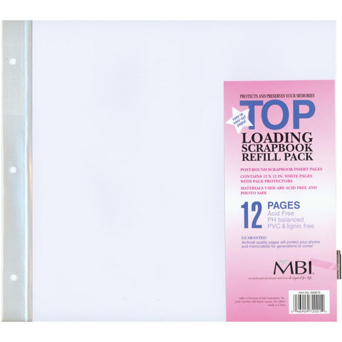 MBI 12"X12" TOP LOADING Scrapbook Page Protectors Refill Pack