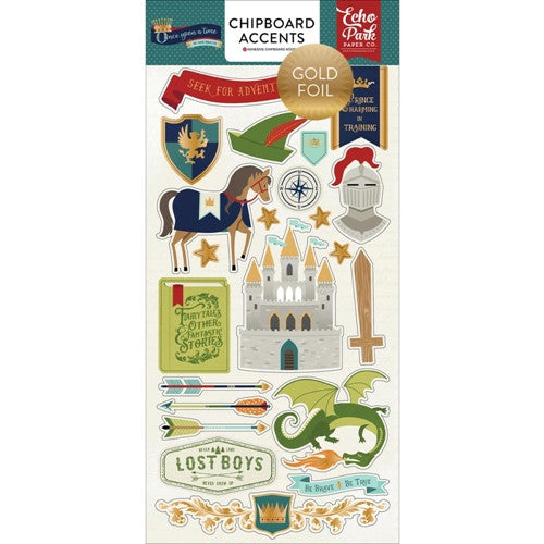 Echo Park ONCE UPON A TIME BOY CHIPBOARD Accents Sticker 22pc