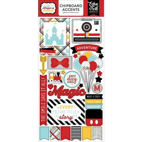 Echo Park 6"x12" MAGIC AND WONDER CHIPBOARD Accents Sticker 28pc