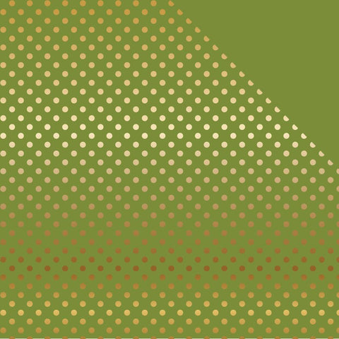 Echo Park GOLD FOIL OLIVE GREEN 12”x12” Scrapbook Paper