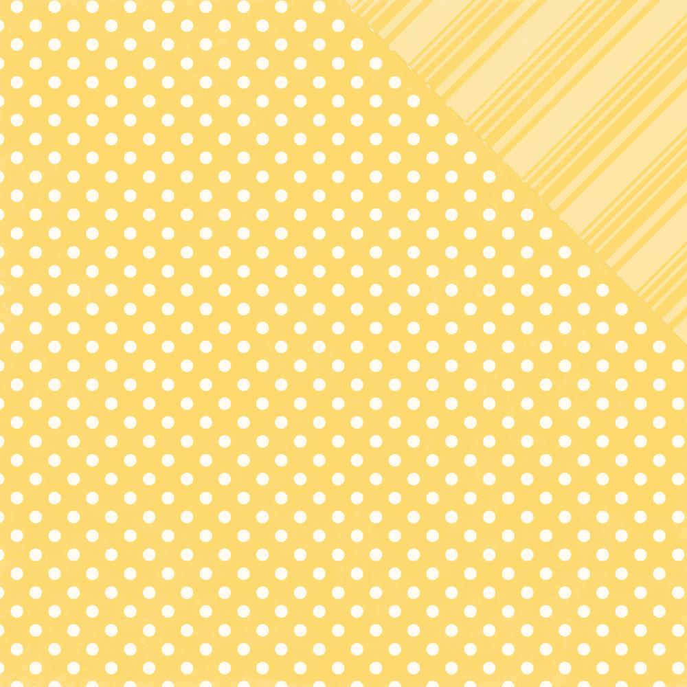 Echo Park Dots &amp; Stripes CANARY 12&quot;X12&quot; Scrapbook Paper