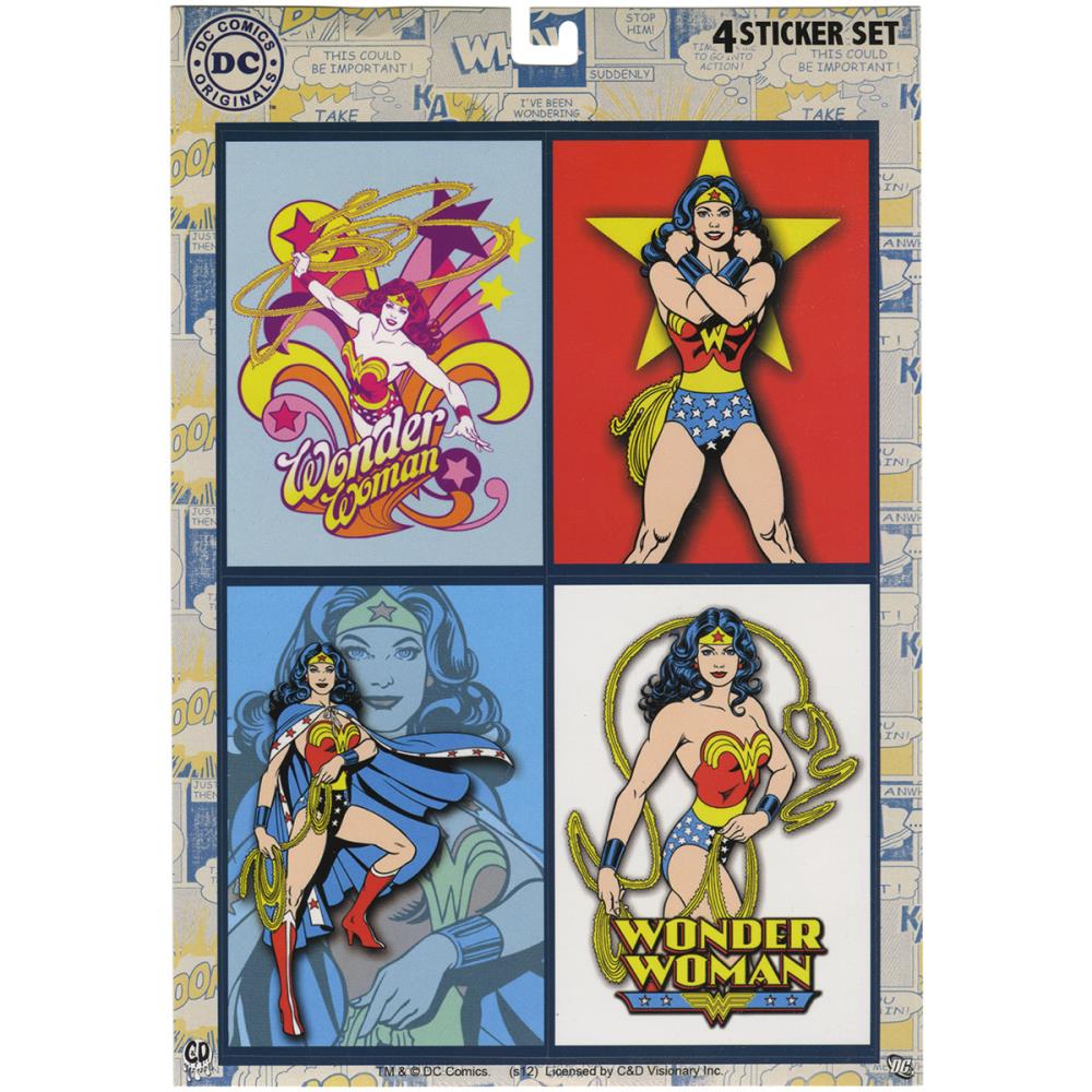 DC Comics SandyLion WONDER WOMAN Stickers 4pc