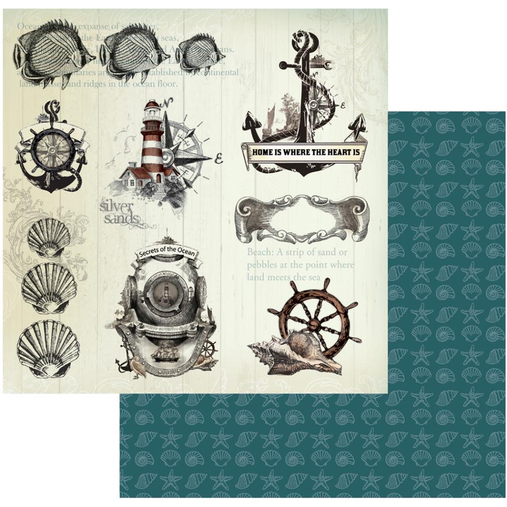 Couture Creations Sea Breeze Collection SECRETS OF THE OCEAN 12&quot;X 12&quot; Scrapbook Paper