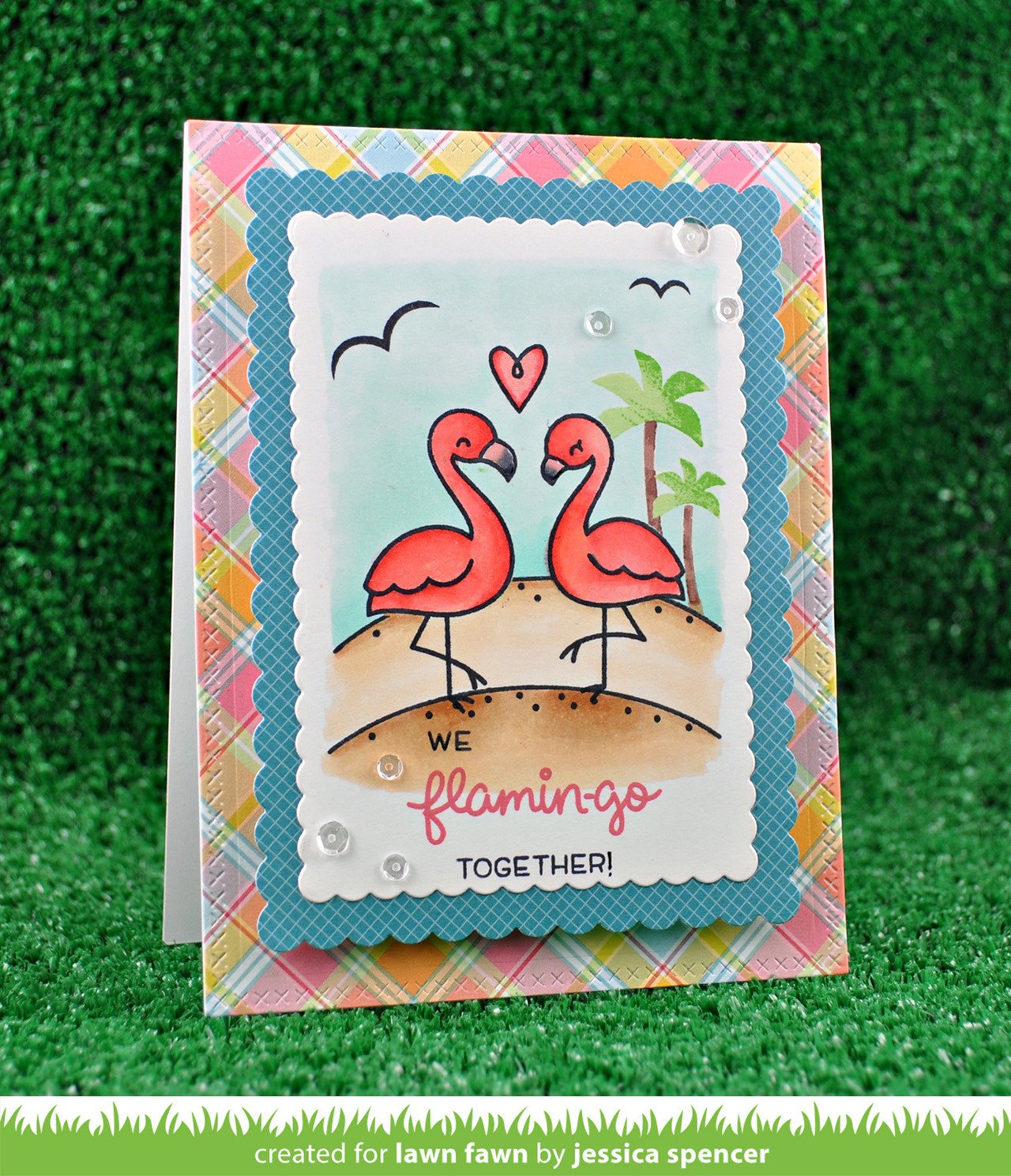 Lawn Fawn FLAMINGO TOGETHER Clear Stamps 18 pc