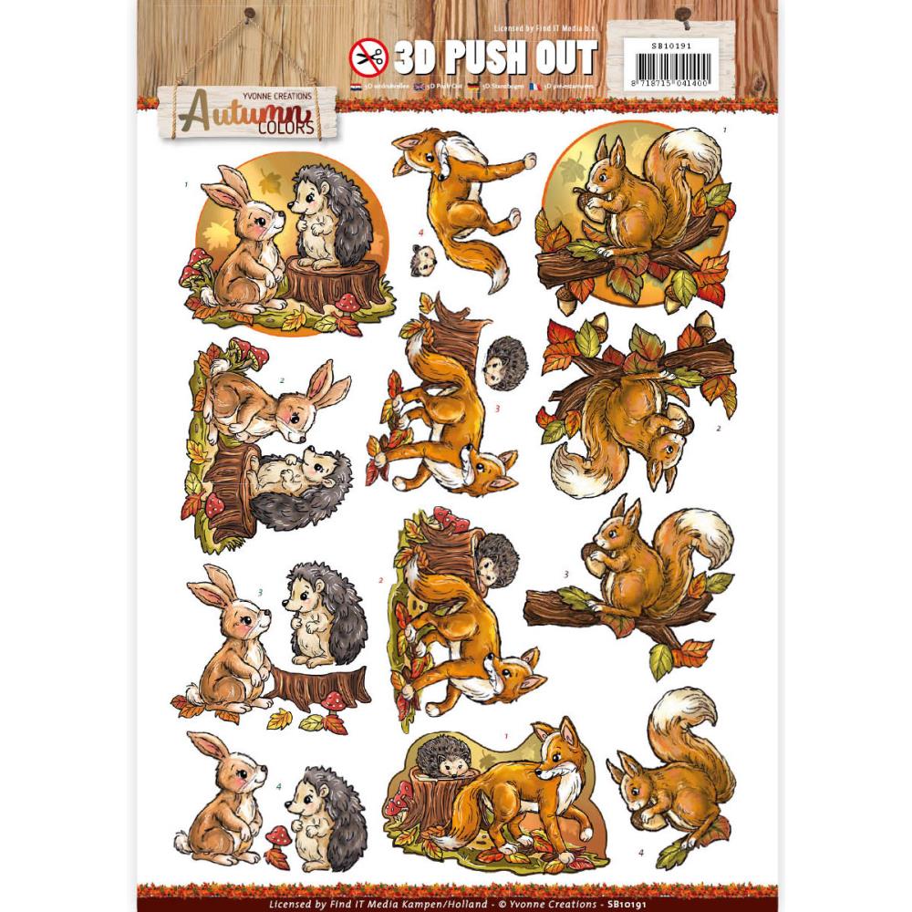 Autumn Colors AUTUMN ANIMALS 3D Push Outs Diecuts 17pc