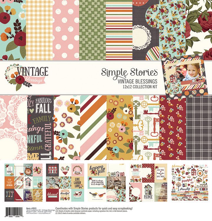 Simple Stories VINTAGE BLESSINGS 13pc Collection Kit 12&quot;X12&quot;