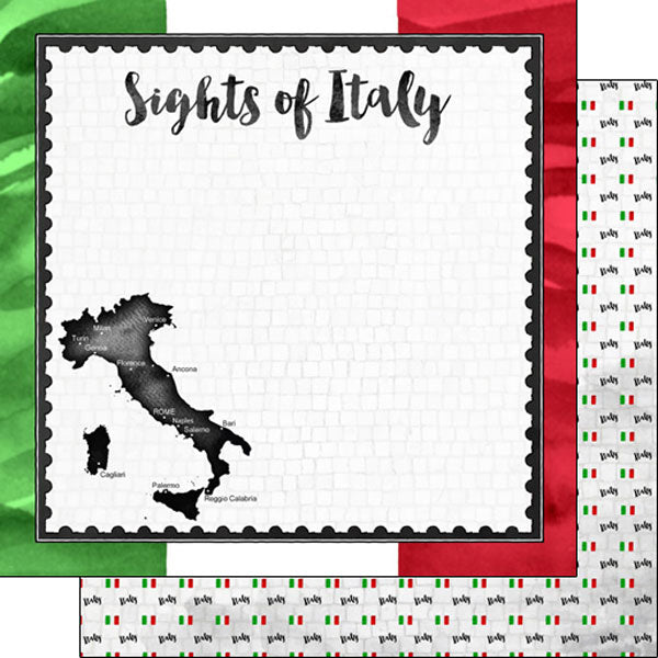 ITALY PAPER PACK 12&quot;X12&quot; Travel Scrapbook Papers 8 Sheets Scrapbooksrus 