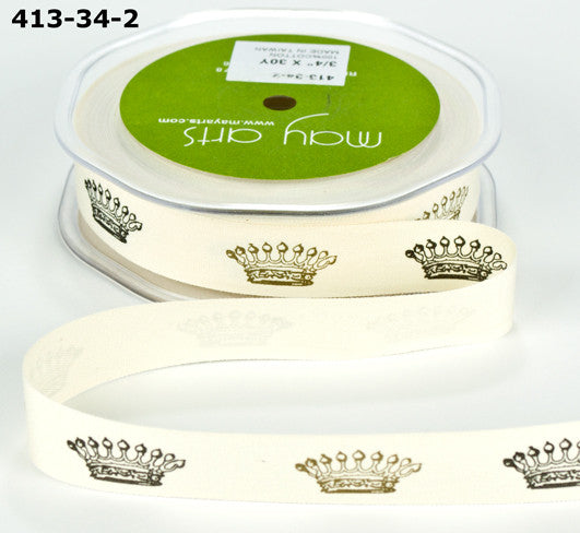 May Arts 3/4&quot; IVORY CANVAS PRINT RIBBON 1 yard yd - Scrapbook Kyandyland