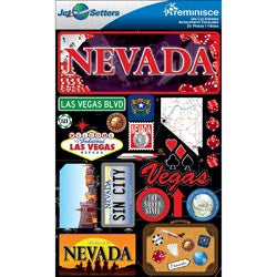 NEVADA Reminisce Jet Setters DieCut Stickers LasVegas 25 pc Scrapbooksrus