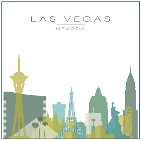 Las Vegas Nevada Green Art 12"X12 Scrapbook Paper