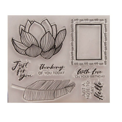 LOTUS LEAF Clear Acrylic Stamp Set 7pc Scrapbooksrus