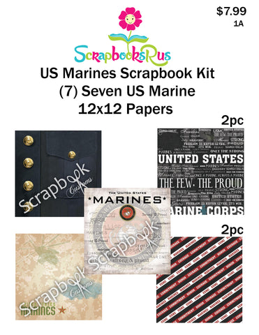 US MARINES 12x12” Military Scrapbook Kit 1A