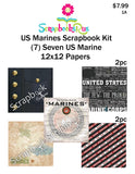 Scrapbook Customs 7pc MARINES SCRAPBOOK KIT 12"X12" Papers 1A