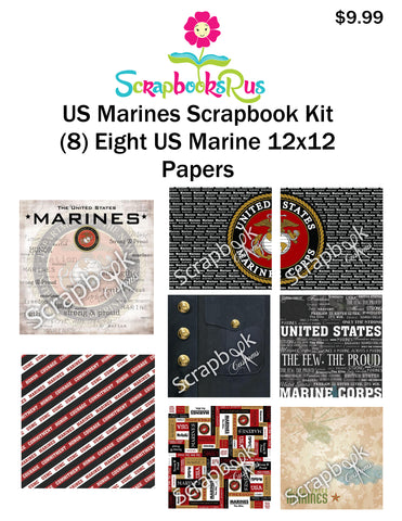 Scrapbook Customs MARINES SCRAPBOOK KIT (8) 12"X12" Papers