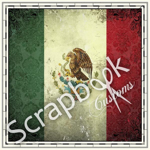 Mexico SIGHTSEEING FLAG 12”X12” Travel Scrapbook Paper - Scrapbooksrus