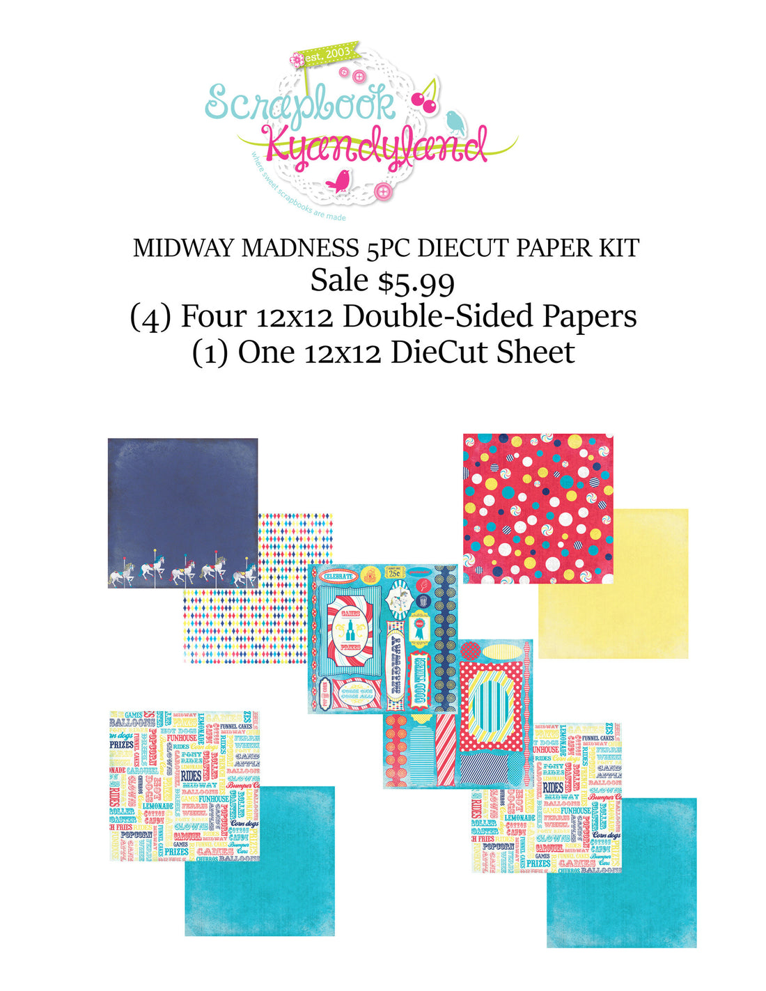 Moxxie 12"X12" MIDWAY MADNESS 5pc Paper Diecut Kit